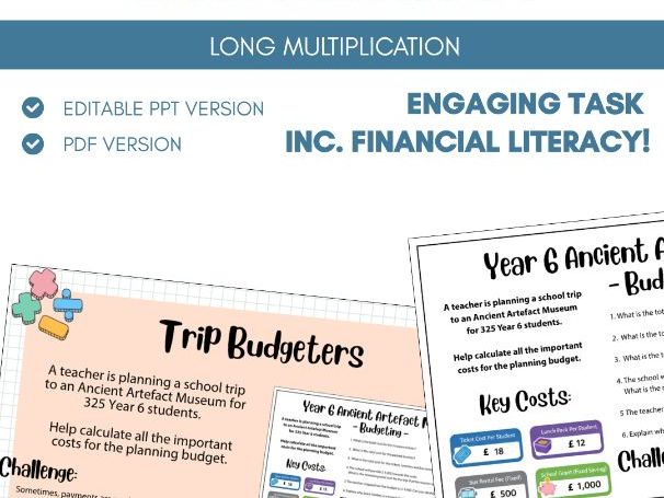 Long Multiplication | Financial Literacy | Worksheet Task | Four Operations