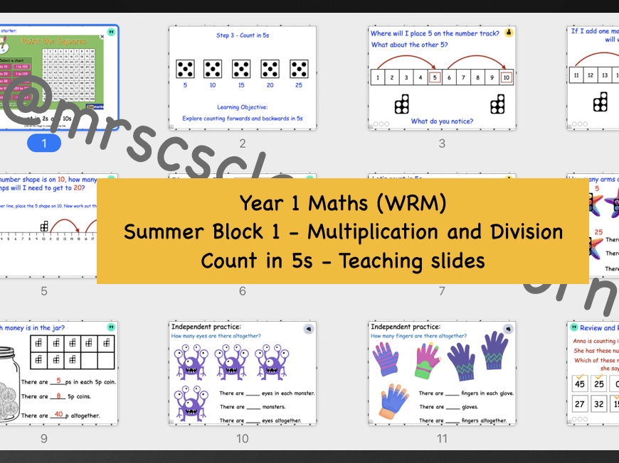 Count in 5s teaching slides - Year 1 WRM Summer Blk 1 - Multiplication and Division Step 3