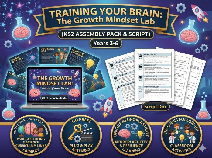 The Growth Mindset Lab: KS2 Assembly Pack & Script (Resilience & Neuroplasticity)
