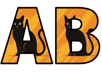 Orange Black Spooky Cat Witch Lettering Set Display Title Letters Numbers Signs