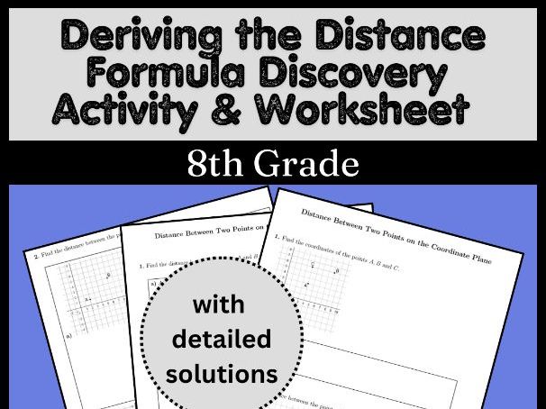 Deriving the Distance Formula Discovery Activity & Worksheet | 8th Grade