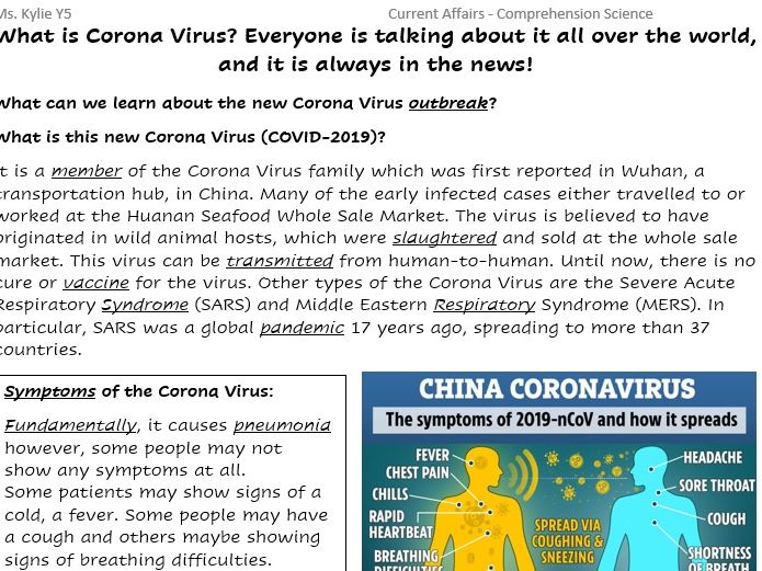 KS2 What is Corona Virus? Teaching Resources