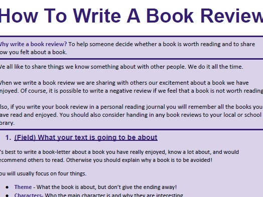 Genre Booklet How To Write A Book Review Teaching Resources