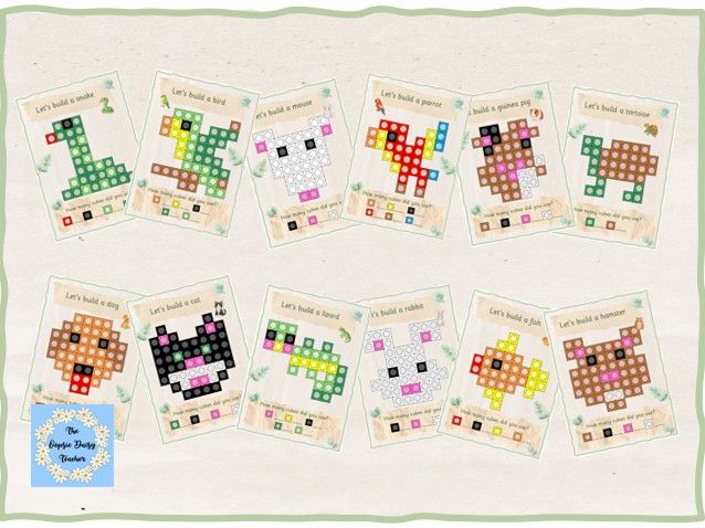 Multilink/Snap Cube Challenge Cards - Pets (Natural Theme)