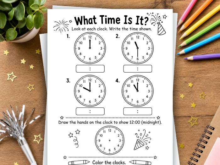 New Year's Eve Activities & Worksheets