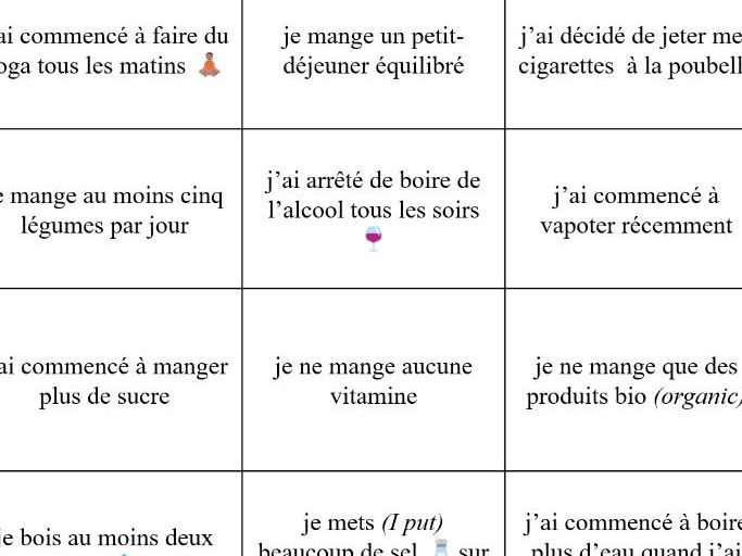 Régime sain/ healthy diet / EN pronoun: new GCSE French AQA