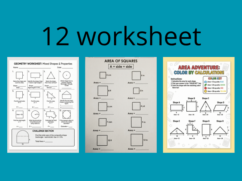 Area Adventure: Comprehensive Geometry Worksheets Pack