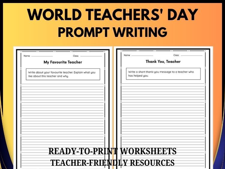 World Teachers' Day Writing Prompts | 20 Creative Writing Activities | Grades 2–8
