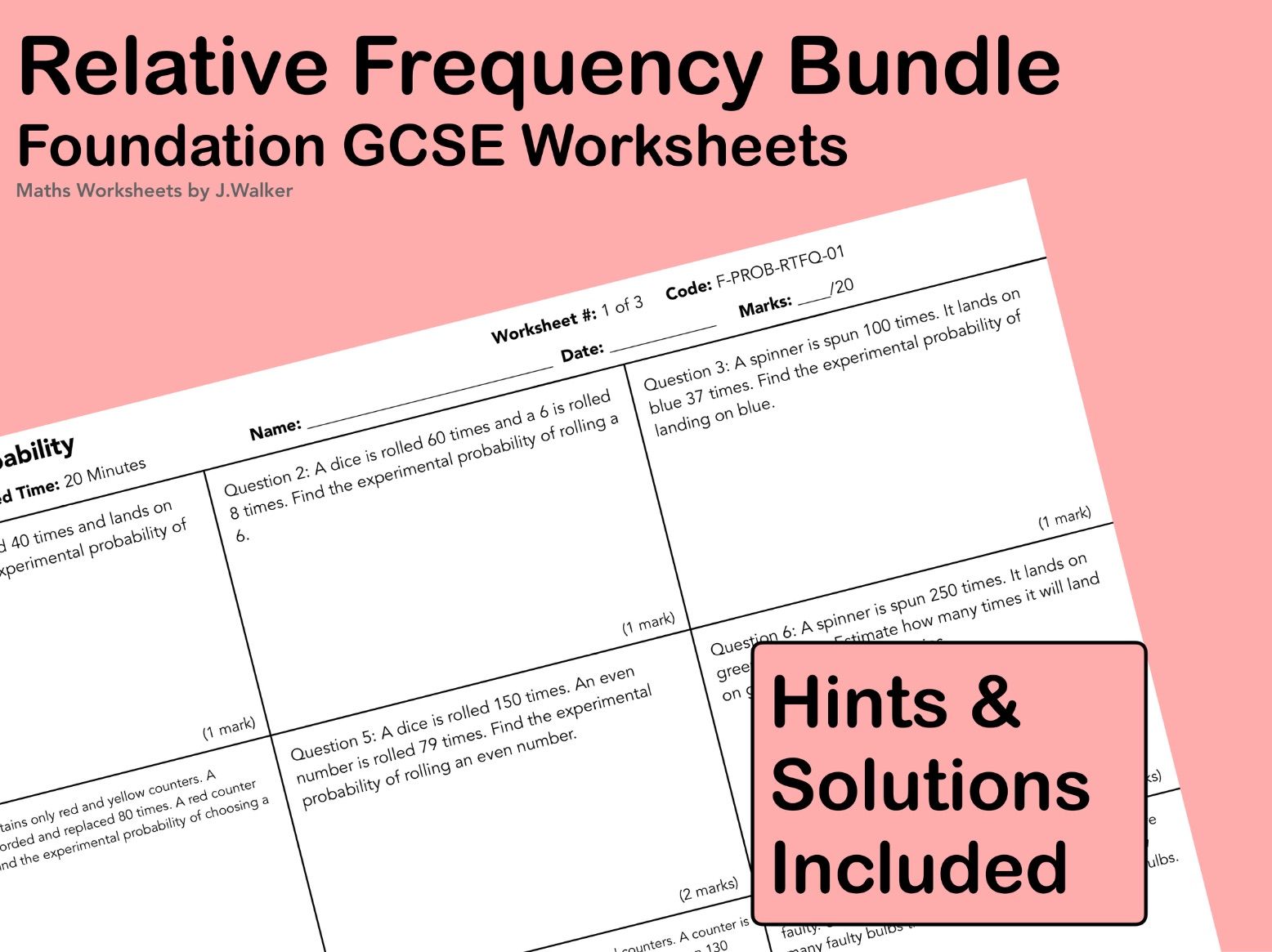 GCSE Maths: Relative Frequency Bundle - Foundation Tier