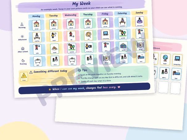 My Week: Weekly Visual Timetable for SEND with Picture Cards