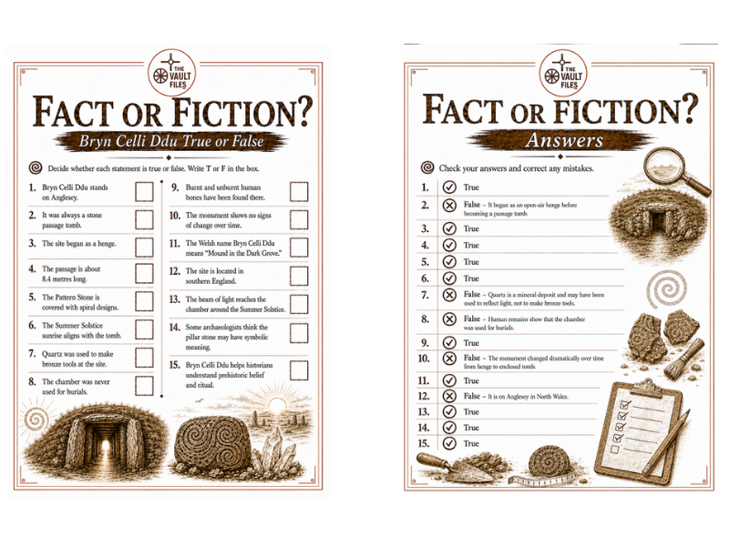Fact or Fiction? Bryn Celli Ddu True or False Challenge (KS3 History)