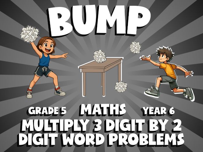 Multiply 3 Digit by 2 Digit Word Problems BUMP Maths Game | No-Prep Year 6 Review Activity