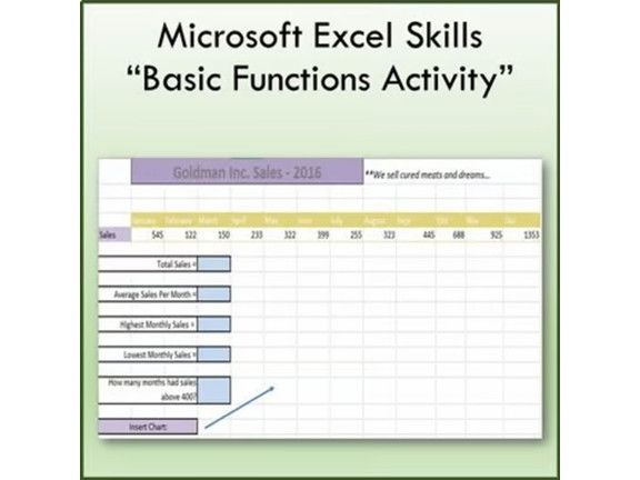 Basic Function & Formulas Lesson Activity for Teaching Microsoft Excel