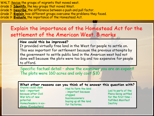 Who moved West? Revision session American West Edexcel 9-1