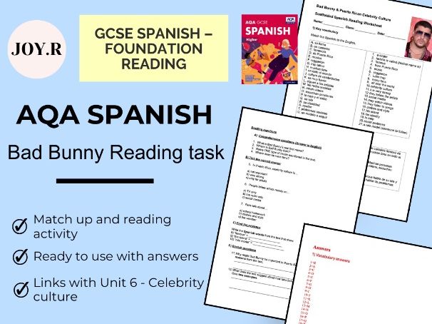 Bad Bunny - Foundation Reading activity - Unit 6 - Celebrity Culture AQA