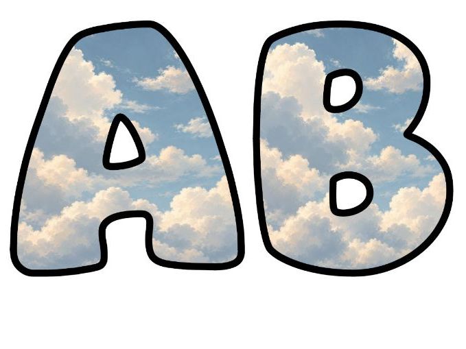 Clouds and Blue Sky Bubble Letters | Weather Topic Bulletin Board Letters | Classroom Display Pack