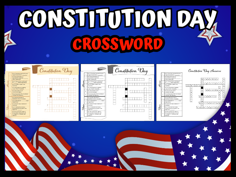 Constitution Day Crossword Puzzle—No-Prep Printable