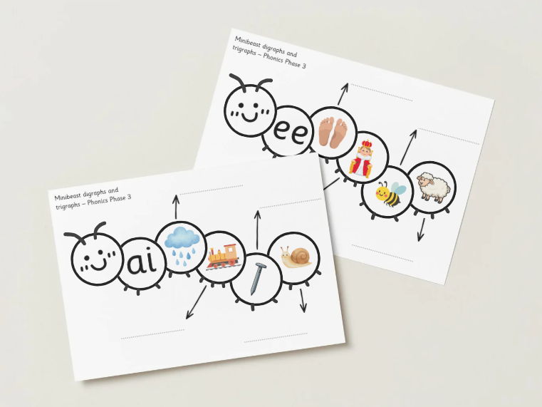 Minibeast Digraphs and Trigraphs Worksheets x 14.