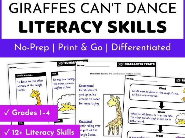 Giraffes Can't Dance Activities - Reading Comprehension & Literacy Skills
