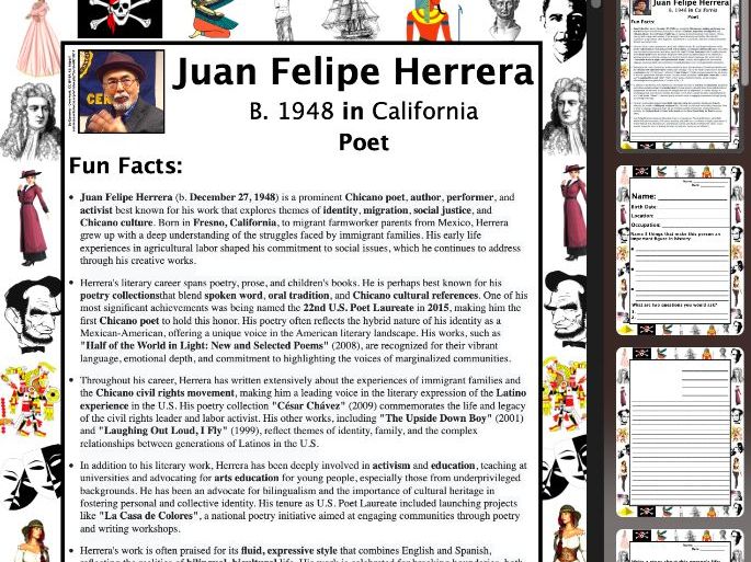 Juan Felipe Herrera PACKET & ACTIVITIES, Important Historical Figures Series