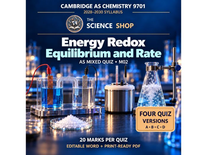 Energy Redox Equilibrium and Rate | Cambridge AS Chemistry 9701 | 4 Revision Quizzes