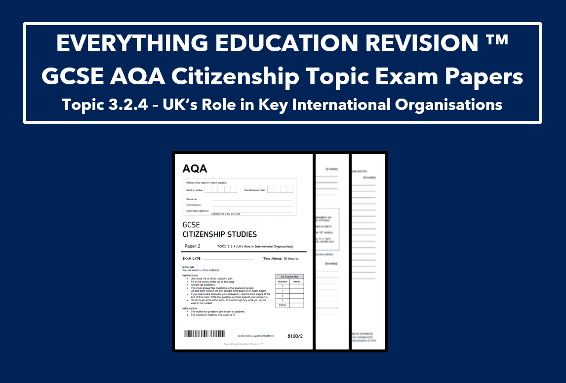 GCSE AQA Citizenship Studies Topic Exam Paper & MS for Topic 3.2.4 International Organisations