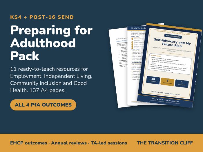 Preparing for Adulthood Pack (SEND, KS4/Post-16): Employment, Independence, Community + Health