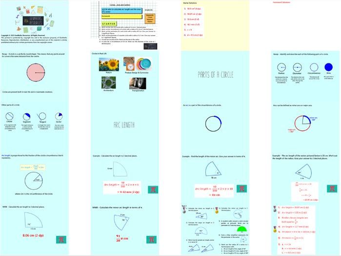 Circles Arc Lengths and Sectors - Maths GCSE Higher PowerPoint Lesson
