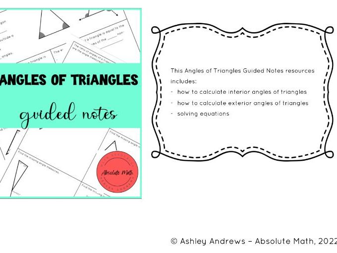 Angles of Triangles Guided Notes Teaching Resources