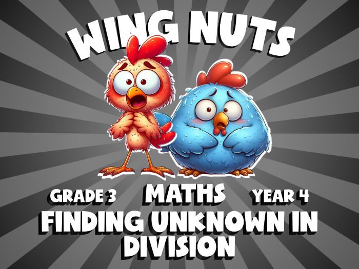 Finding Unknown in Division WING NUTS Maths Game | No-Prep Year 4 Review Activity