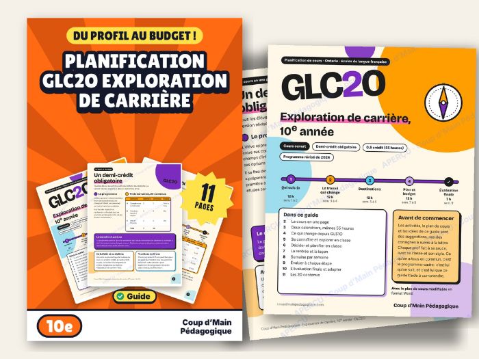 French Course Plan Grade 10 Ontario GLC2O Career Studies | Planification GLC2O