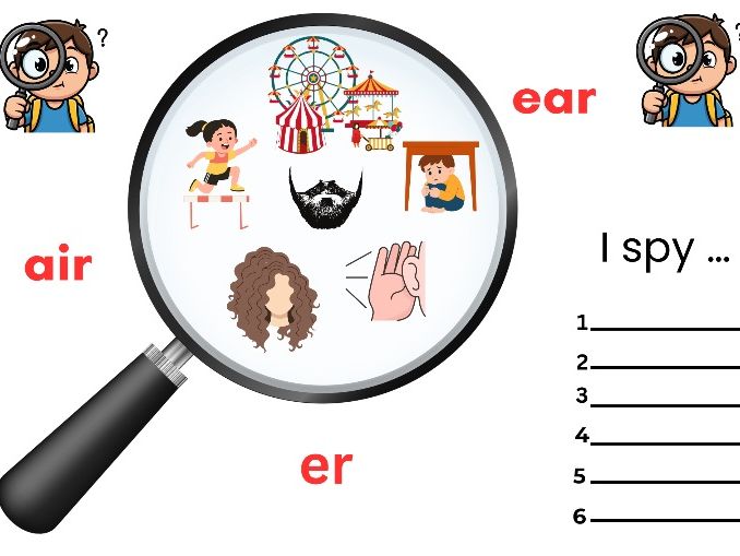 I Spy Phase 3 Digraphs – ER, AIR & EAR Words + Say and Write