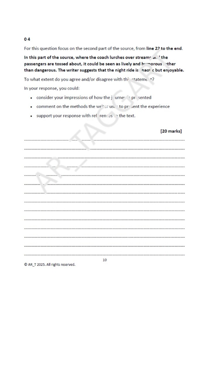 One AQA GCSE English Language Paper 1 Mock | Q4 Plan - (Twa) | Teaching ...