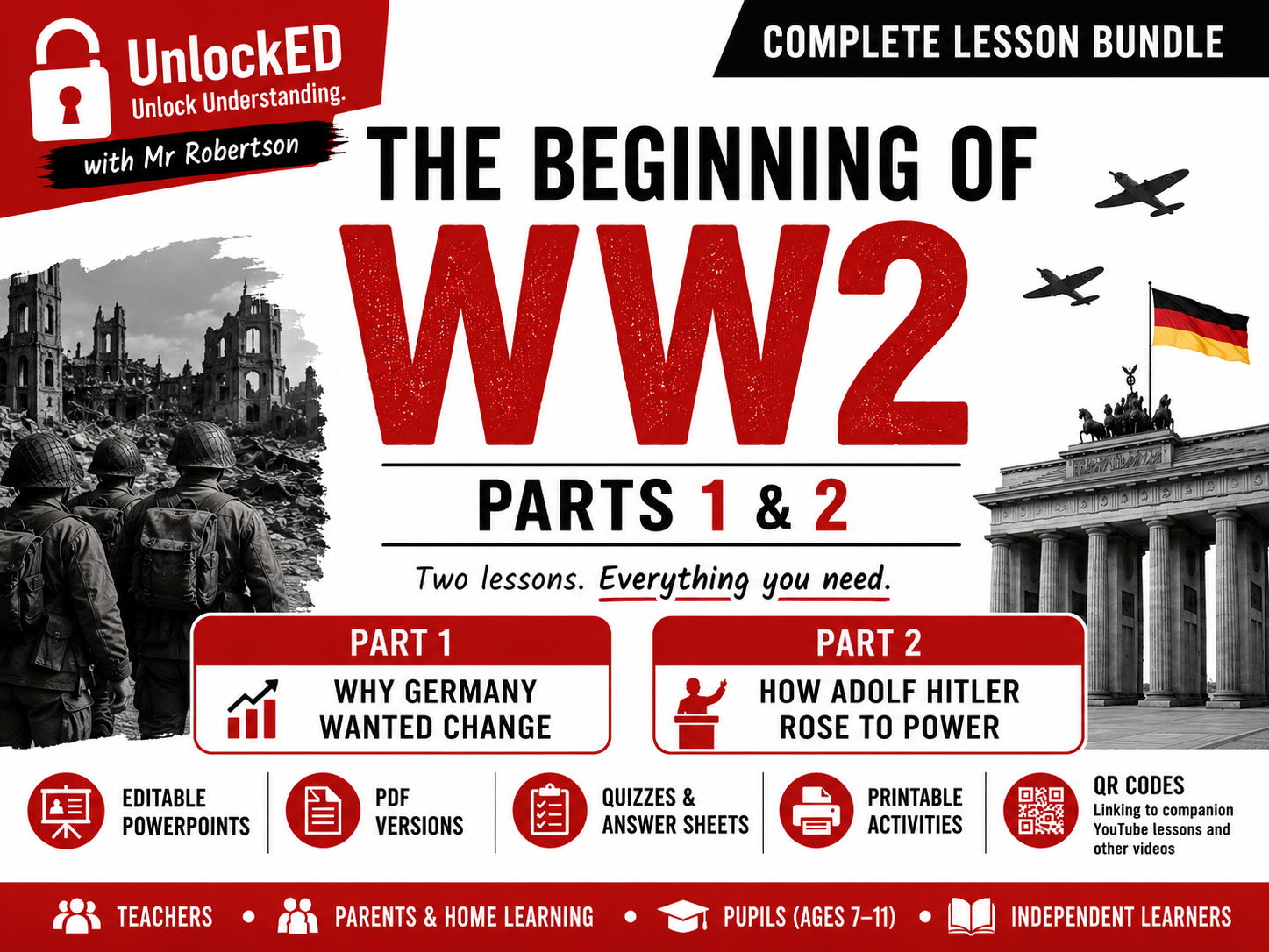 The Beginning of  WW2 - Complete Lesson Pack (Parts 1 & 2)