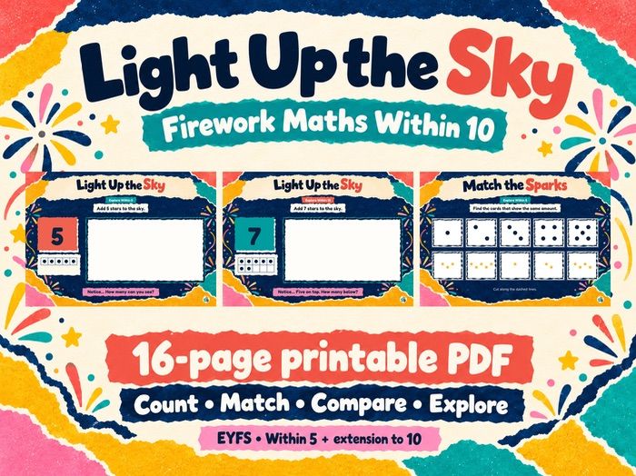 EYFS Firework Maths Within 10 - Subitising, Counting & Matching - Bonfire Night