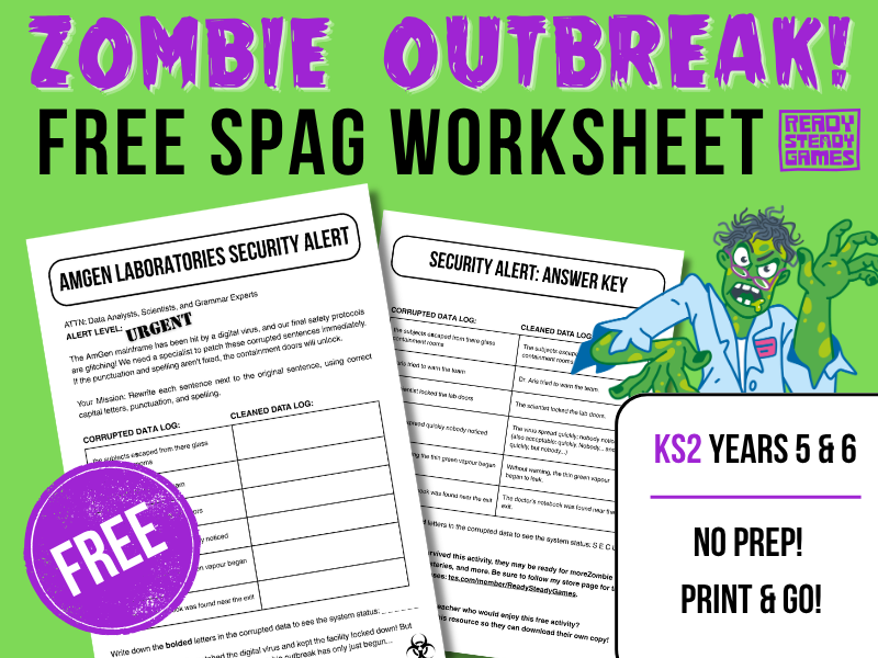 FREE KS2 Grammar Worksheet – Zombie Outbreak! Sentence Fixer | Year 5–6 SPAG Activity