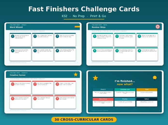 Fast Finishers & Early Finishers Challenge Cards — KS2