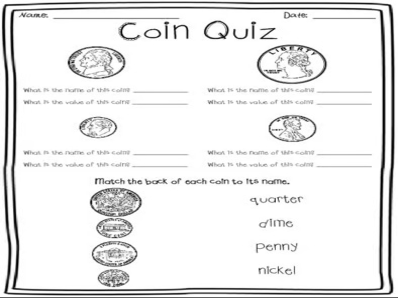 Coin Quiz Assessment, Match and Identify Quarter, Dime, Nickel, Penny ...