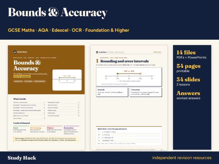 GCSE Maths Bounds and Accuracy Complete Topic Pack