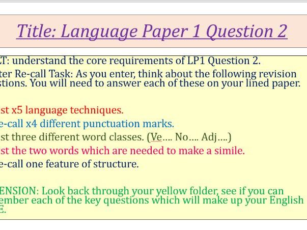 Language Paper 1 Question 2