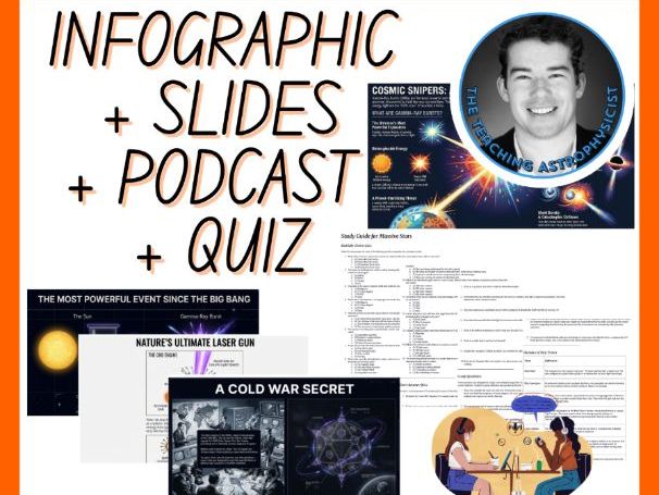 Gamma Ray Bursts | Infographic + Slides + Podcast + Quiz Space Science Set