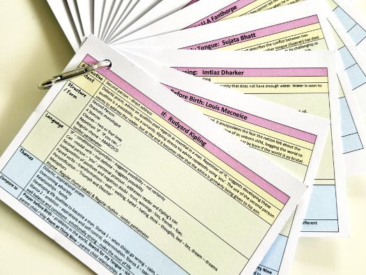 Revision Cards for Edexcel IGCSE Lit Poetry