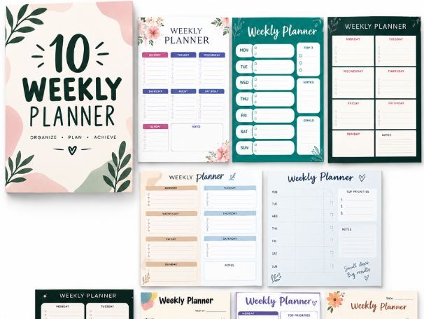 10 Weekly Planner Templates | Printable Weekly Planning & Organization Pack