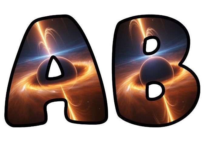 Blackhole Astronomy Classroom Display | Lettering Set | Upper & Lowercase, 0-9 and Signs