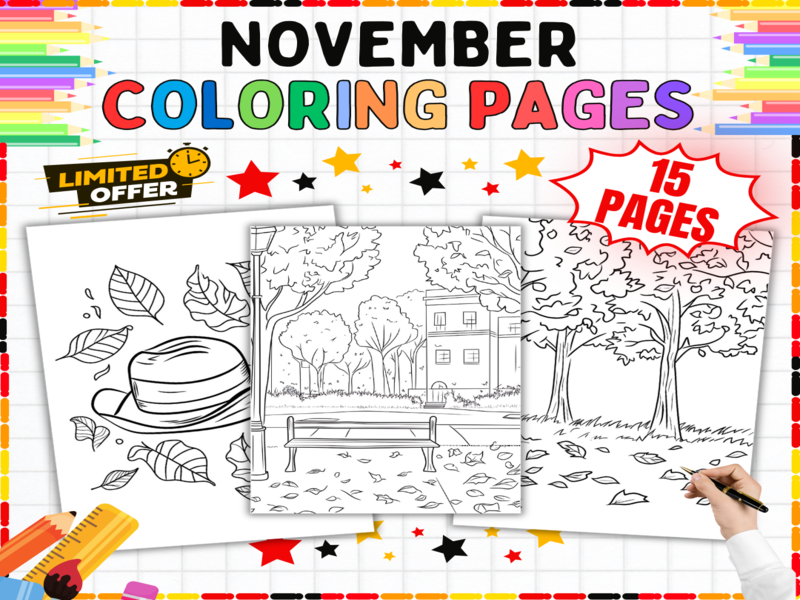 November Colouring Pages | 15 Printable Autumn Worksheets for Early Years Creative Learning