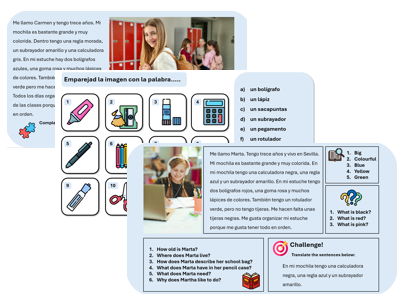 Pencil Case (Spanish) - Complete Unit with Assessment & Mark Scheme (also suitable for cover)