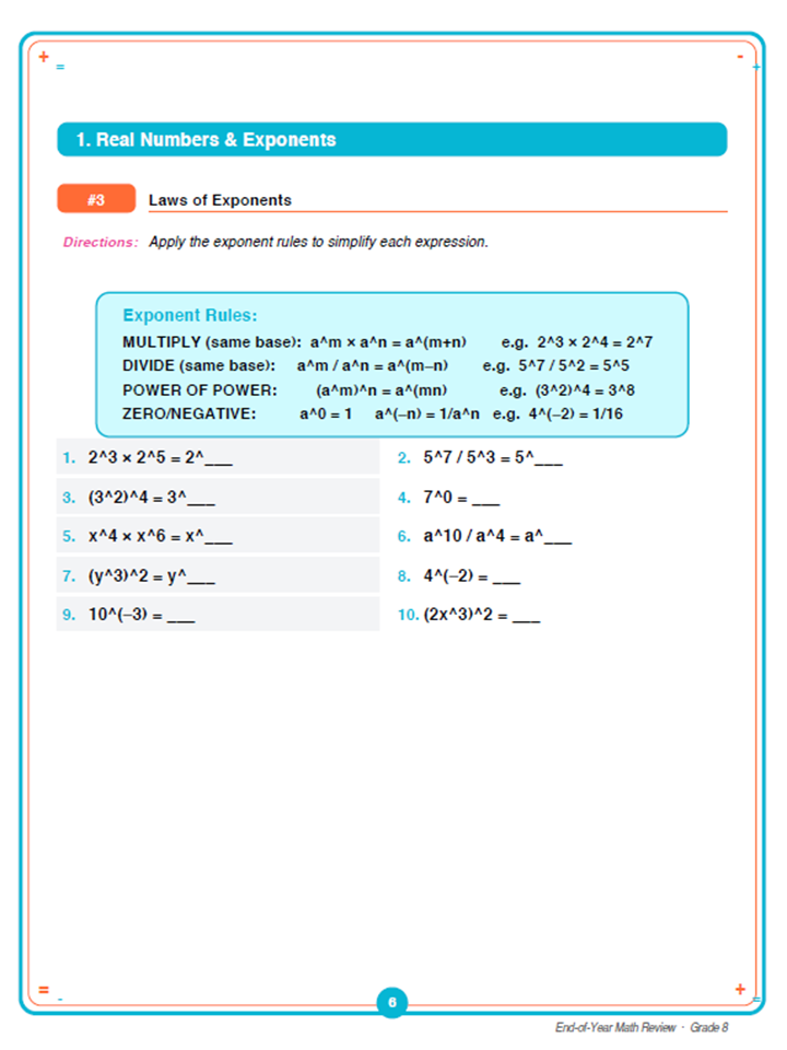 8th Grade End of Year Math Review Worksheets & Games | Common Core ...