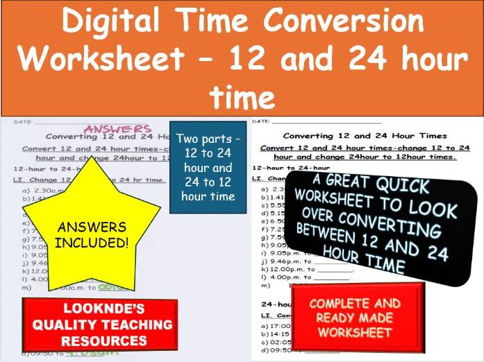 Converting 12 and 24 Hour Time Worksheet
