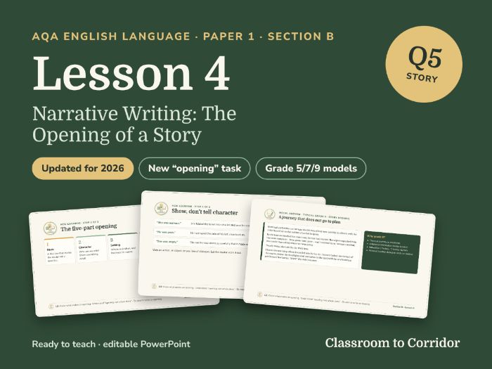AQA GCSE English Language Paper 1 Question 5 Lesson: Writing the Opening of a Story – New 2026 Task