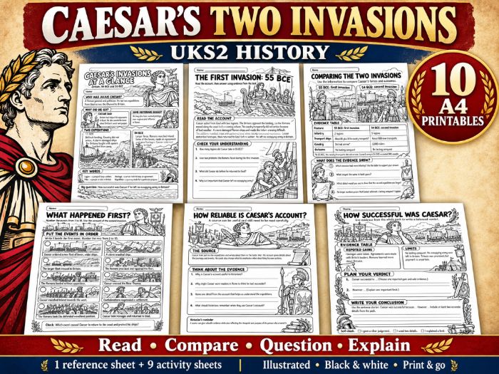 Caesar’s Two Invasions 10 Printables